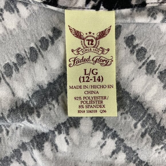 Faded Glory Womens L Chevron Pattern Belted Stretch Waist Dress Grey Faux Wrap - Picture 5 of 7